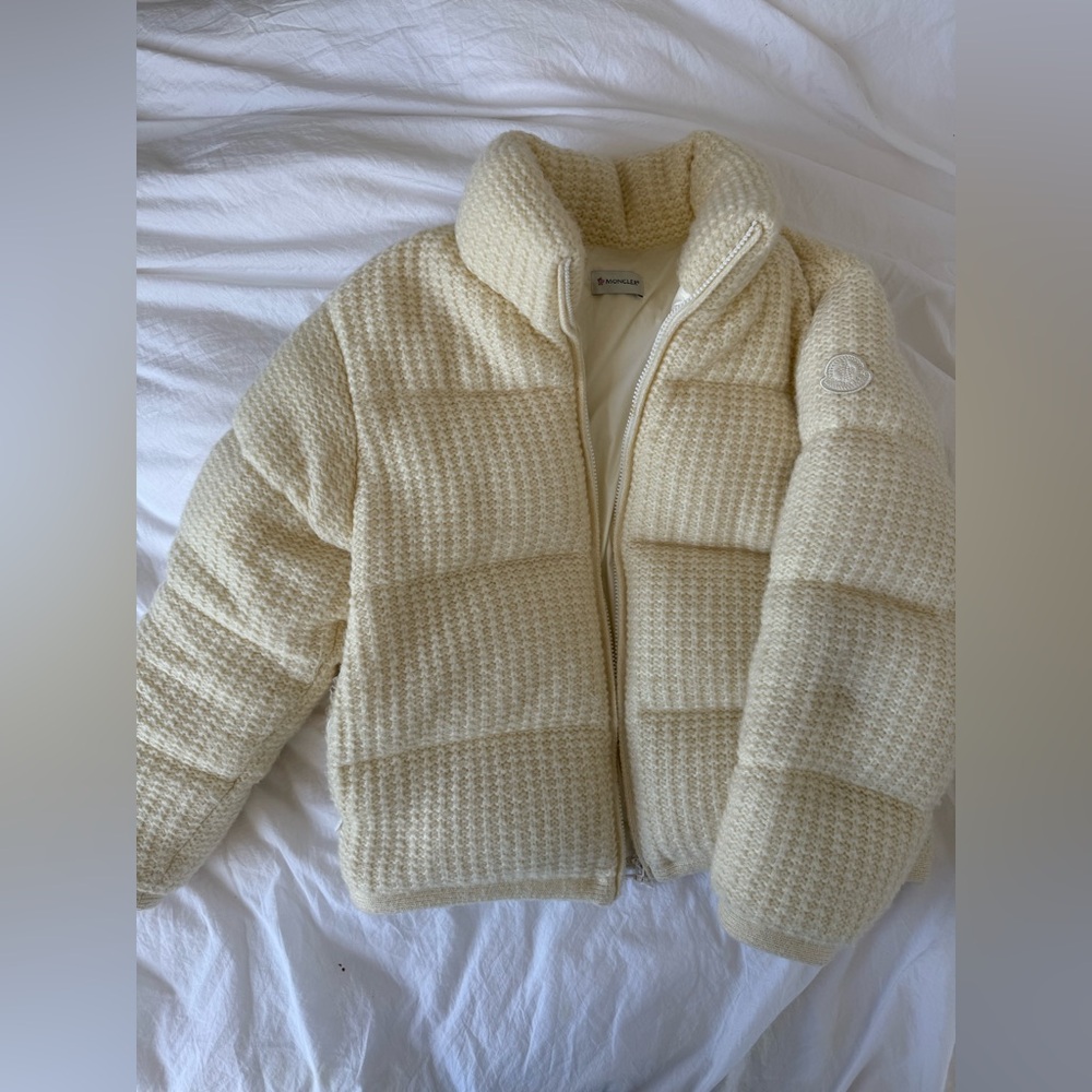 White Moncler knit padded puffer size 1 (size small)